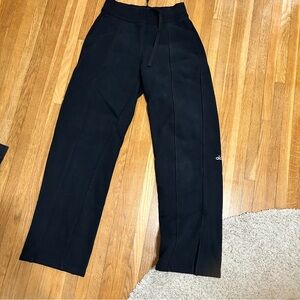 Black Alo High-Waist Free Time Straight Leg Sweatpant